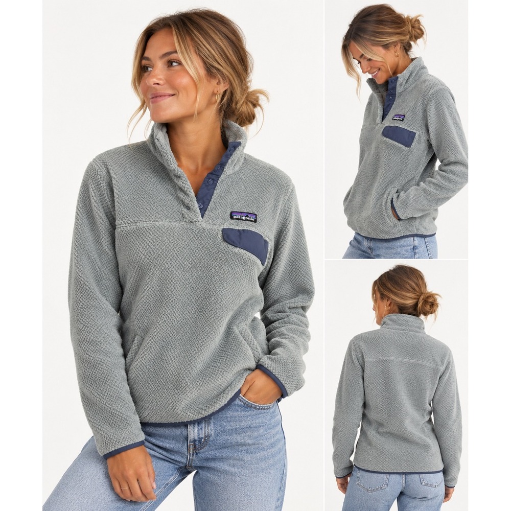 Patagonia Re-Tool Snap-T Fleece Pullover Light Blue Gray Medium